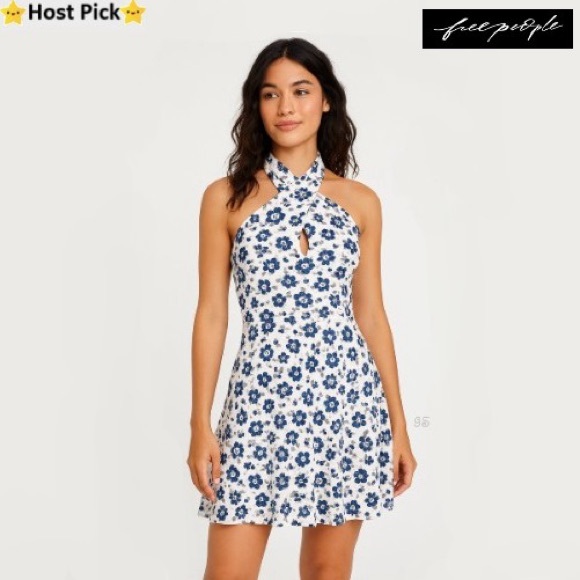 Free People Dresses & Skirts - Free People Crisscross Halter Floral Mini Dress Size Small NWT $99